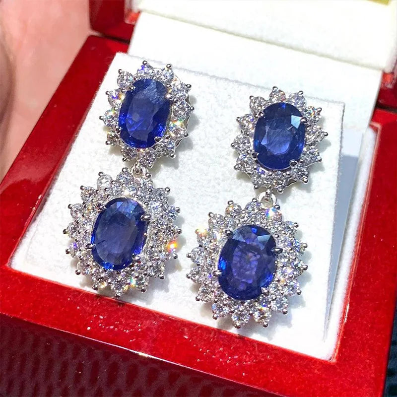 Royal Blue Crystal Drop Earrings