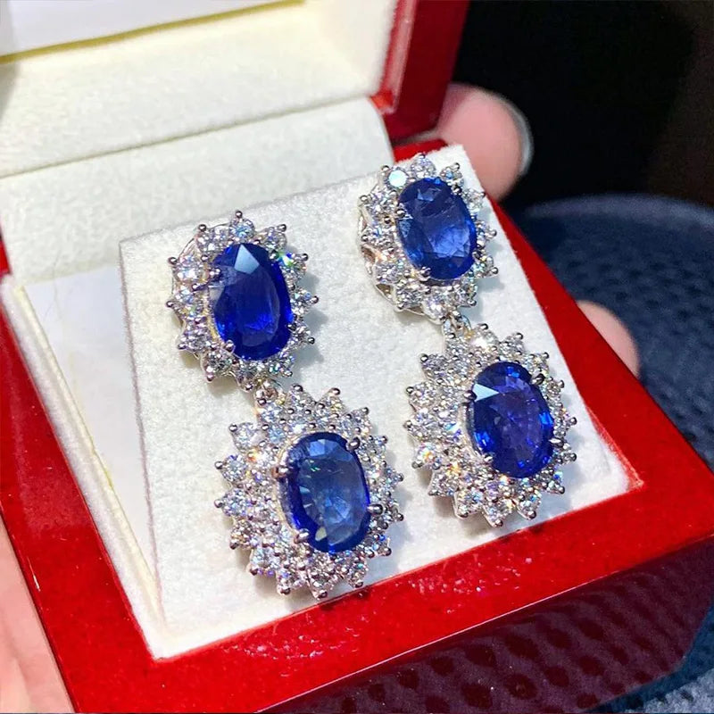 Royal Blue Crystal Drop Earrings