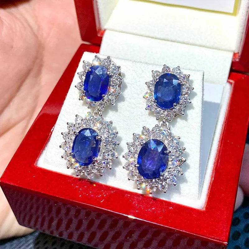 Royal Blue Crystal Drop Earrings