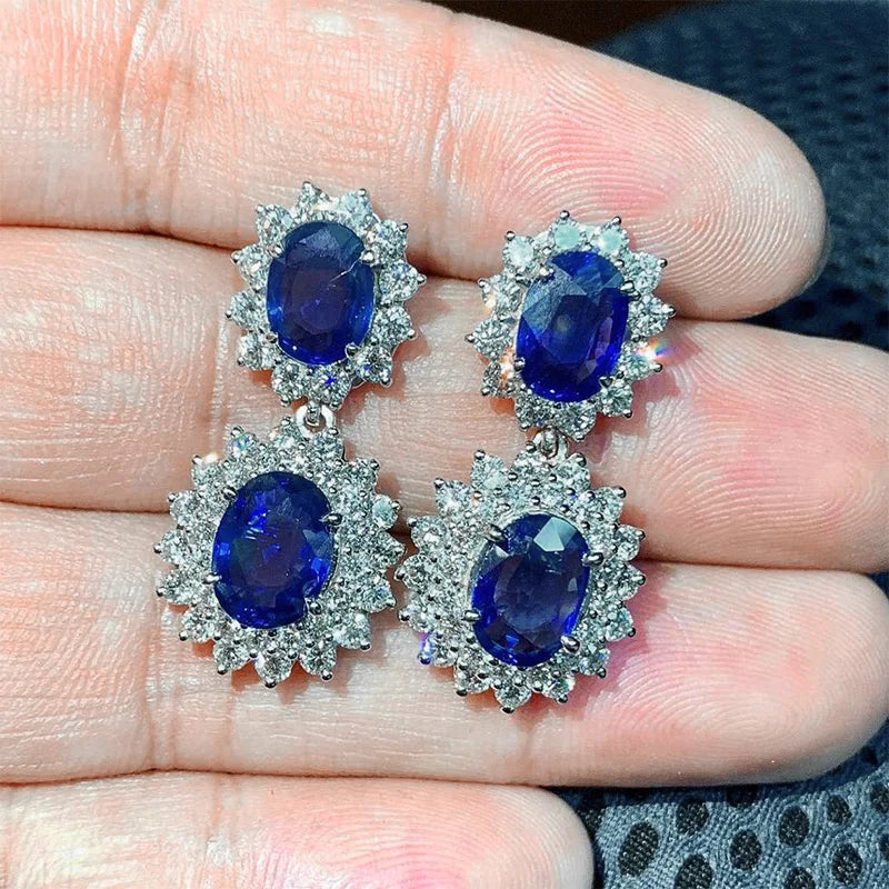 Royal Blue Crystal Drop Earrings