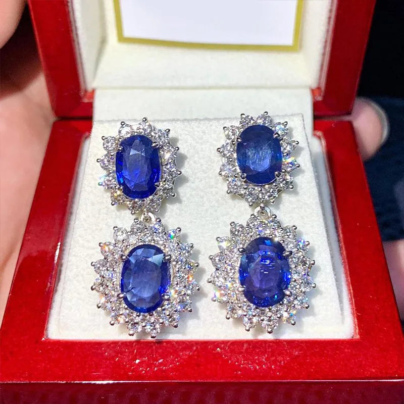 Royal Blue Crystal Drop Earrings